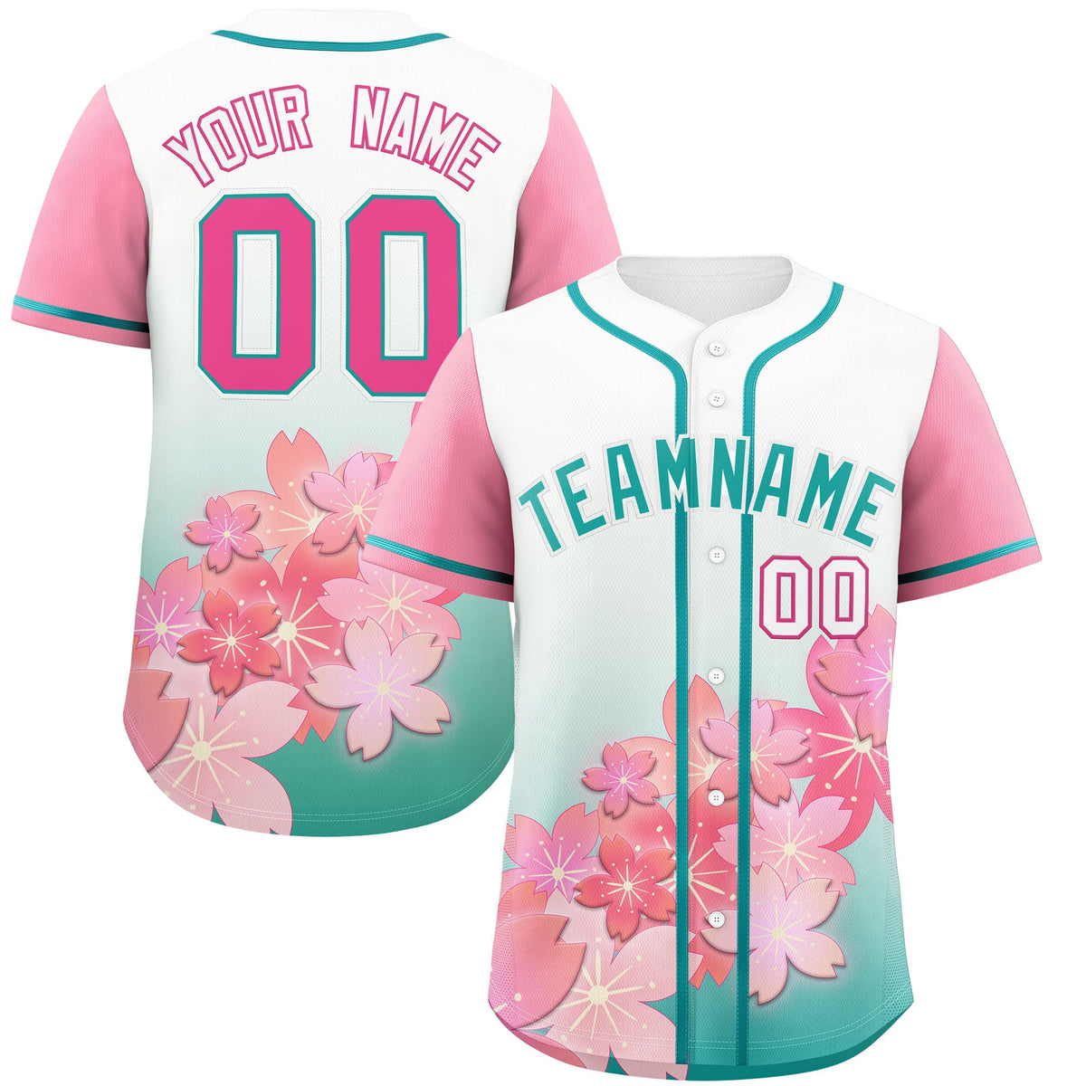 Custom Aqua Pink Gradient Fashion Elastic Baseball Jersey| KXKSHOP