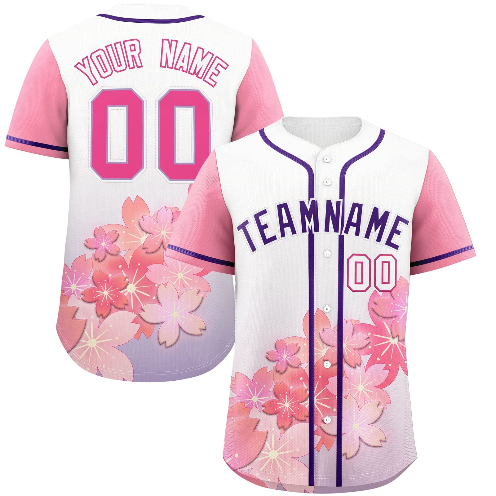 Custom Light Purple Pink Gradient Fashion Elastic Baseball Jersey| KXKSHOP