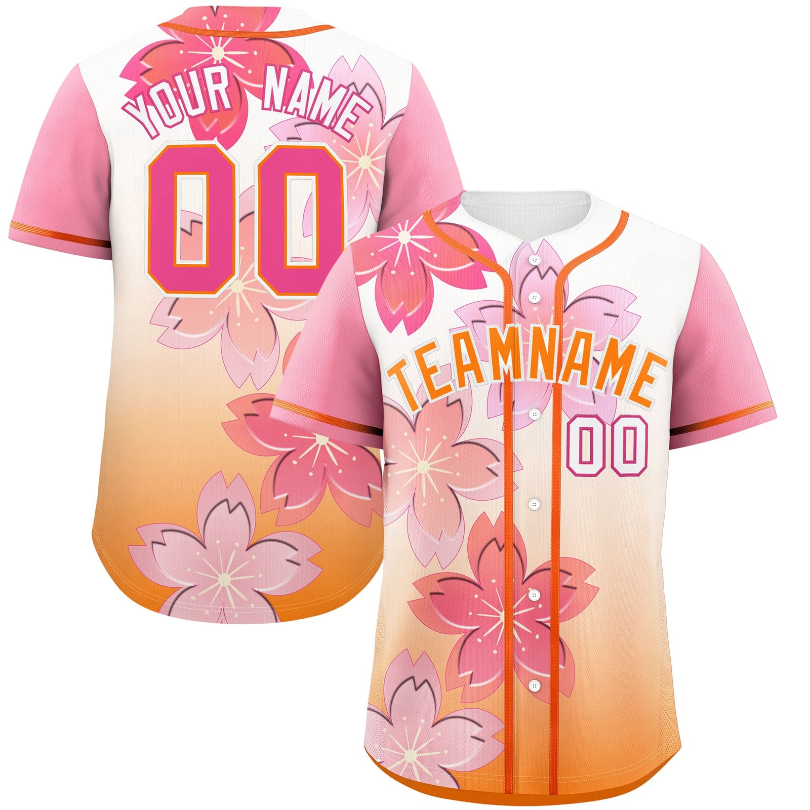 Custom Gold Orange Pink Gradient Fashion Elastic Baseball Jersey| KXKSHOP