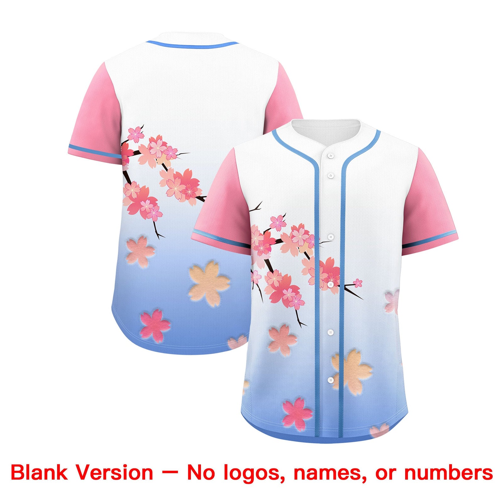 Custom Light Blue Pink Gradient Fashion Elastic Baseball Jersey| KXKSHOP