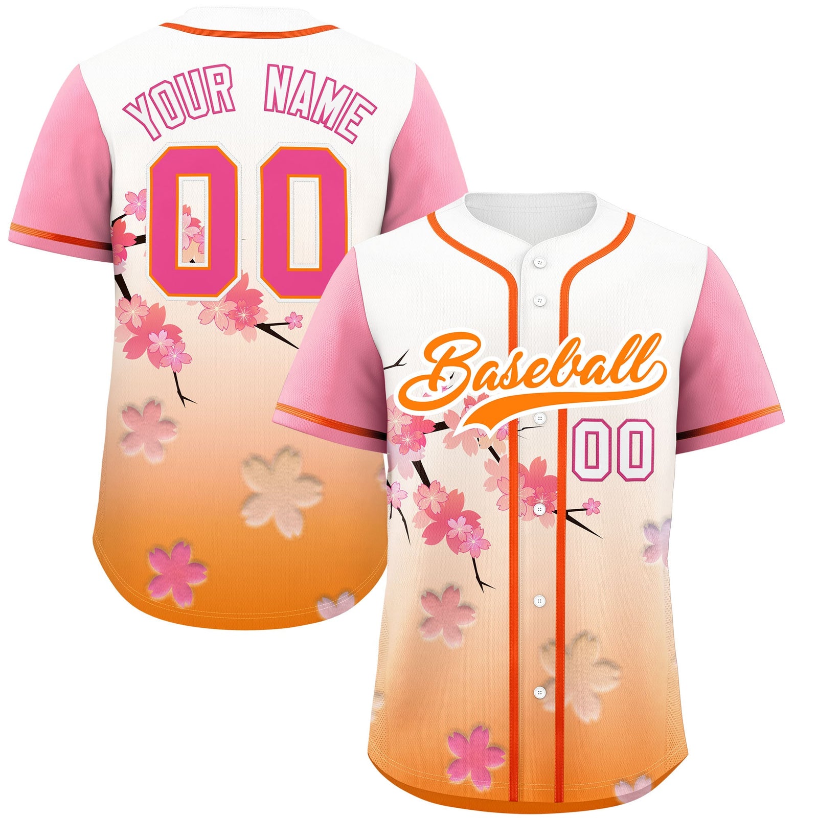 Custom Gold Orange Pink Gradient Fashion Elastic Baseball Jersey| KXKSHOP
