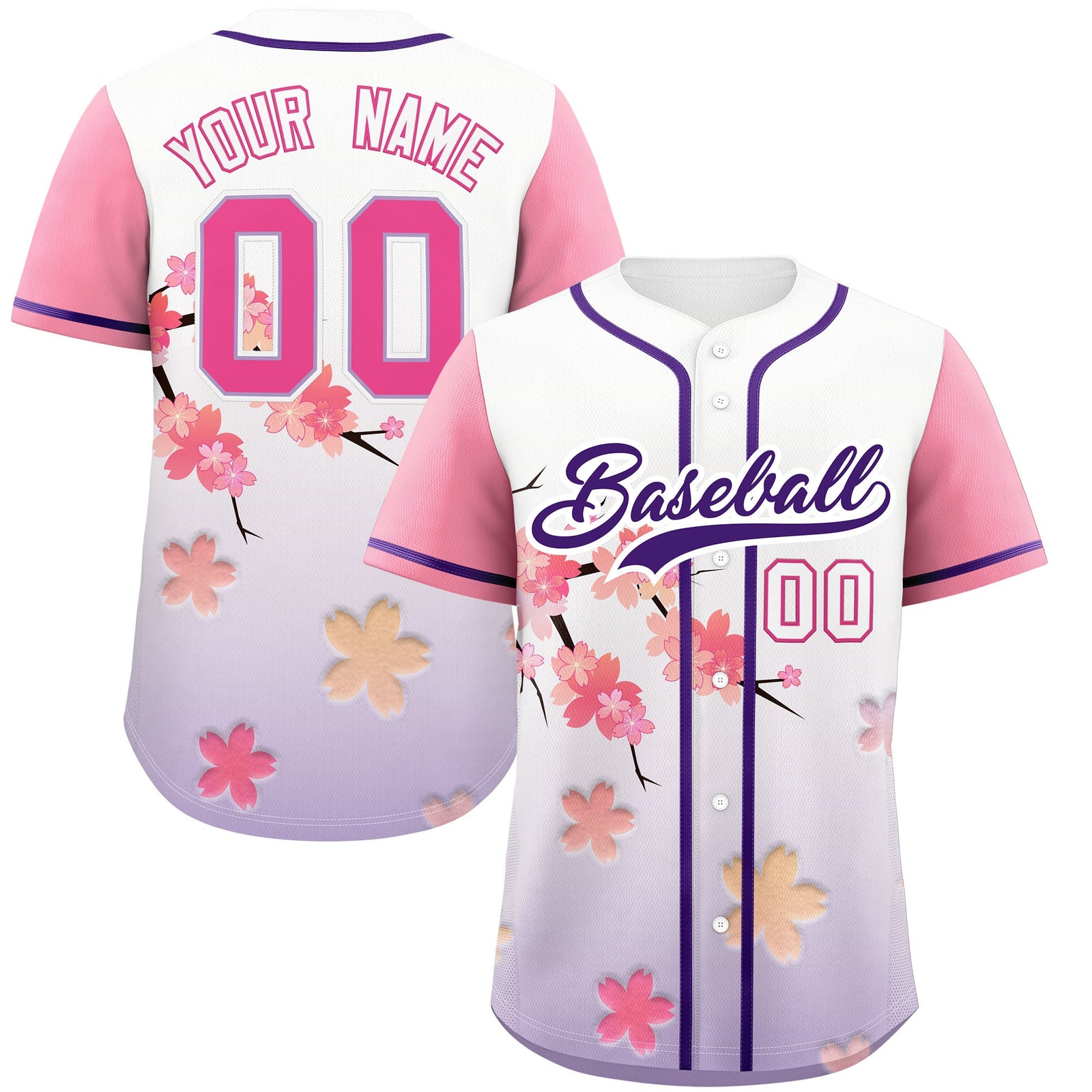 Custom Purple P Gradient Fashion Elastic Baseball Jersey| KXKSHOP