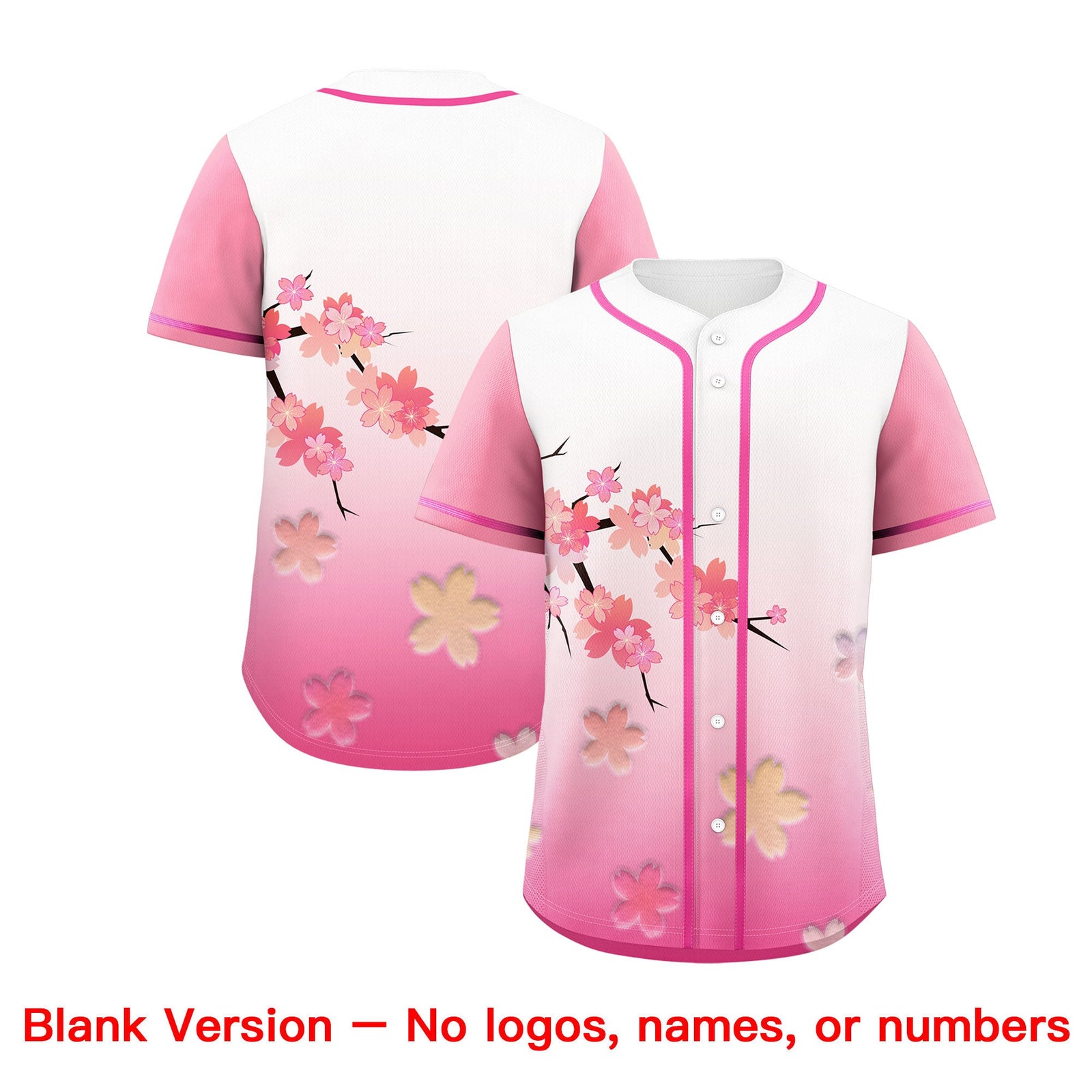 Custom White Pink Gradient Fashion Elastic Baseball Jersey| KXKSHOP