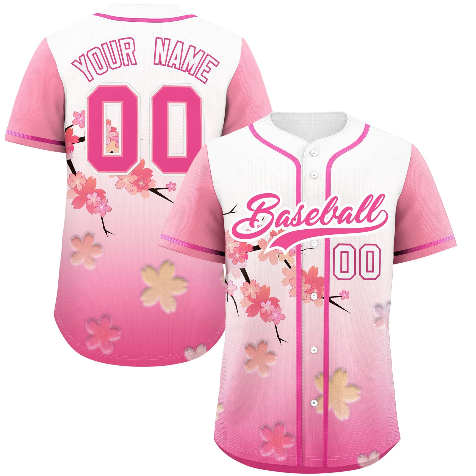 Custom White Pink Gradient Fashion Elastic Baseball Jersey| KXKSHOP