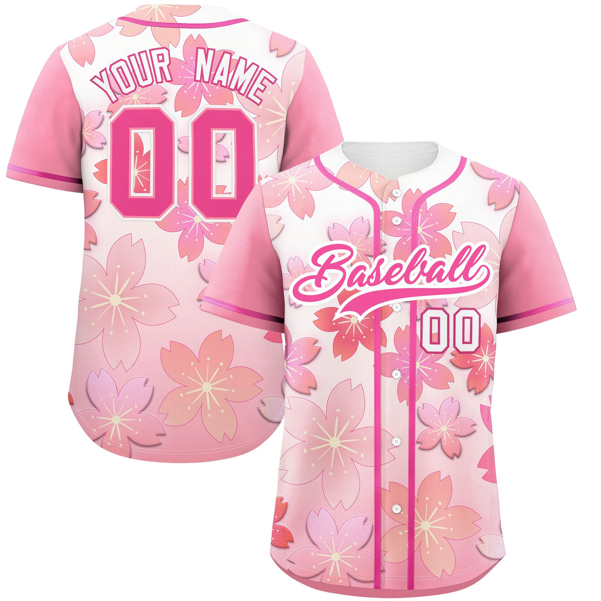 Custom Pink Gradient Fashion Elastic Baseball Jersey| KXKSHOP