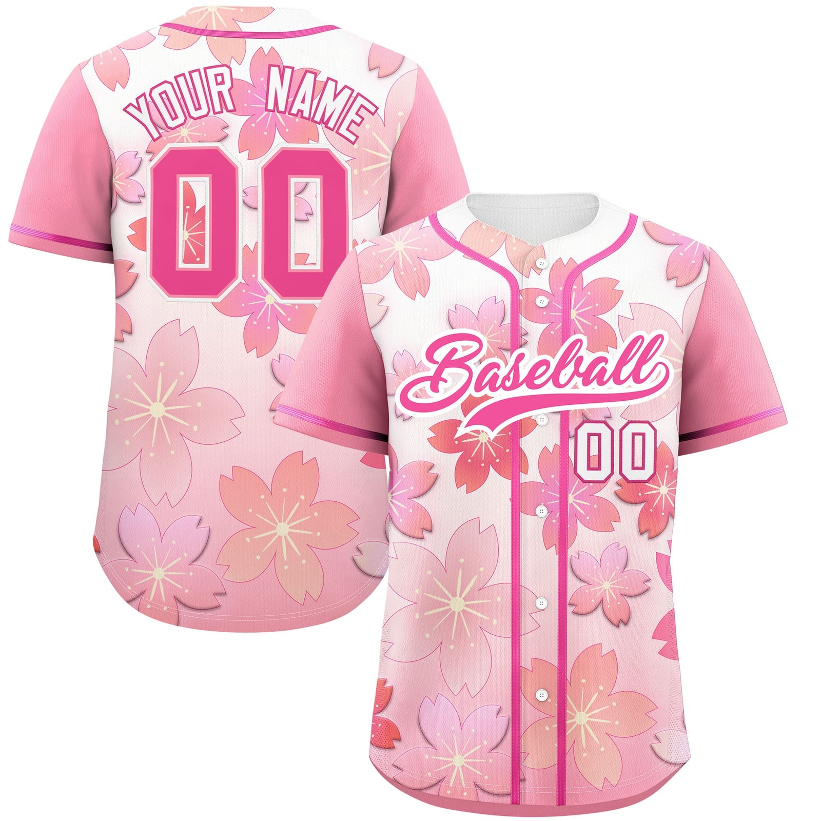 Custom Pink Gradient Fashion Elastic Baseball Jersey| KXKSHOP