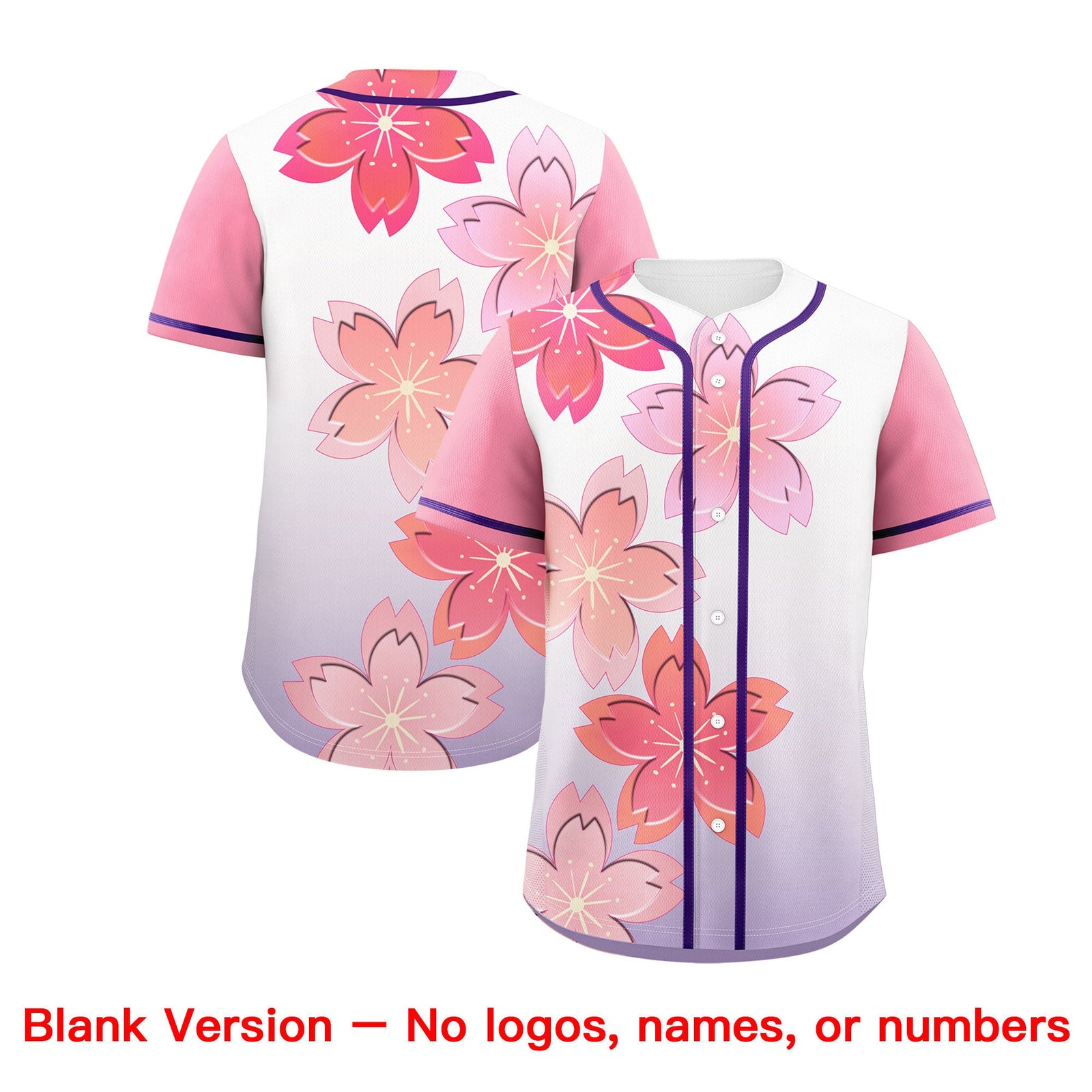 Custom Purple Pink Gradient Fashion Elastic Baseball Jersey| KXKSHOP
