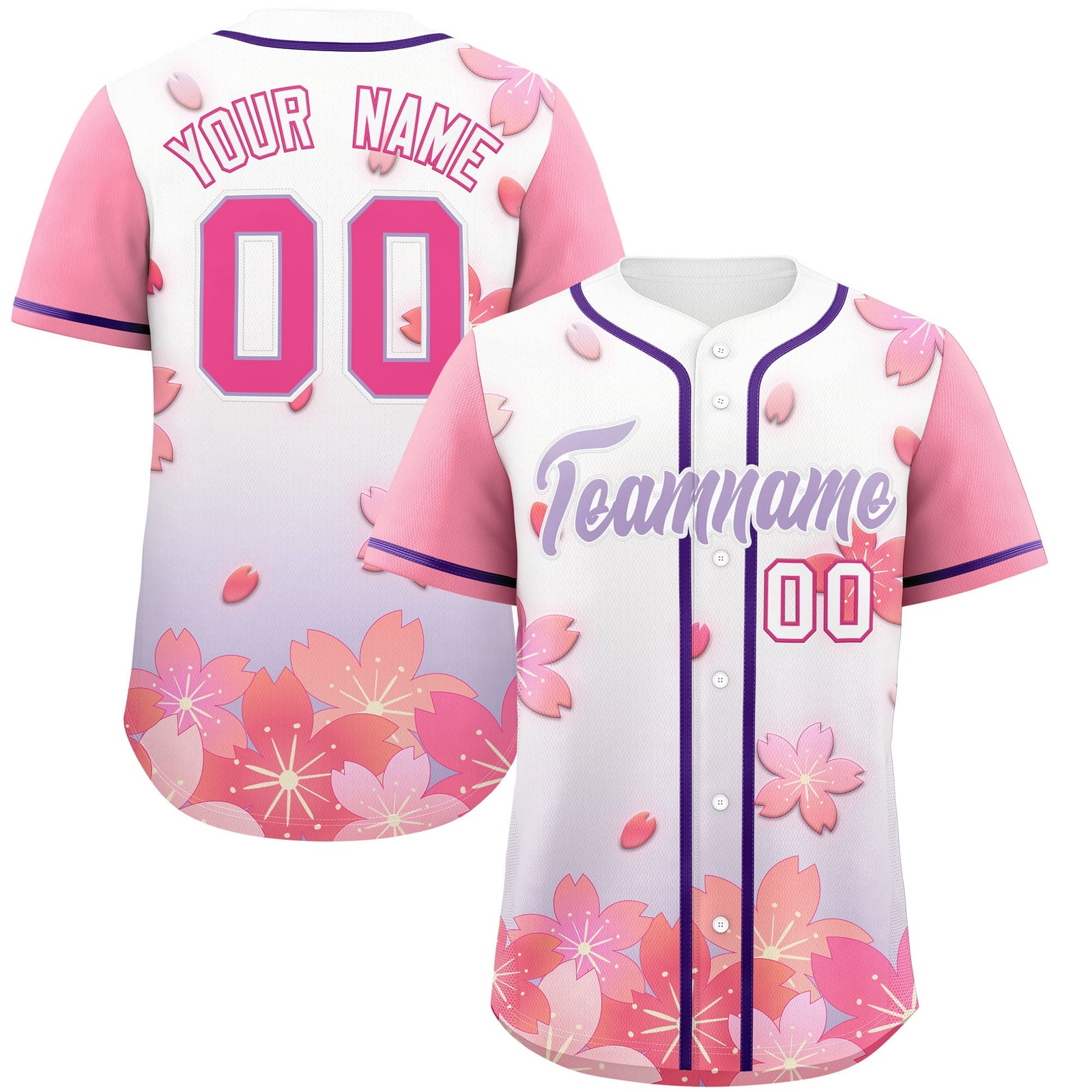 Custom Purple Pink Gradient Fashion Elastic Baseball Jersey| KXKSHOP