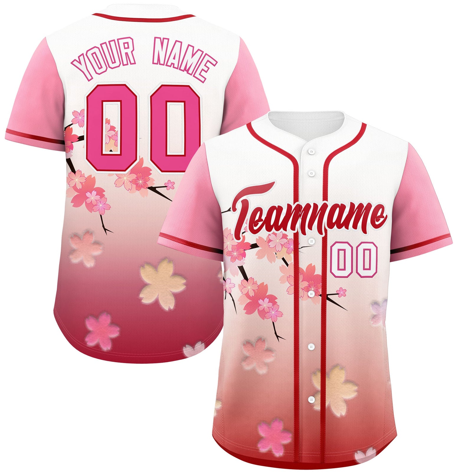 Custom Pink Red Gradient Fashion Elastic Baseball Jersey| KXKSHOP