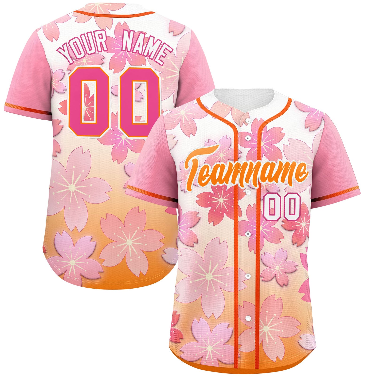 Custom Gold Orange Pink Gradient Fashion Elastic Baseball Jersey| KXKSHOP