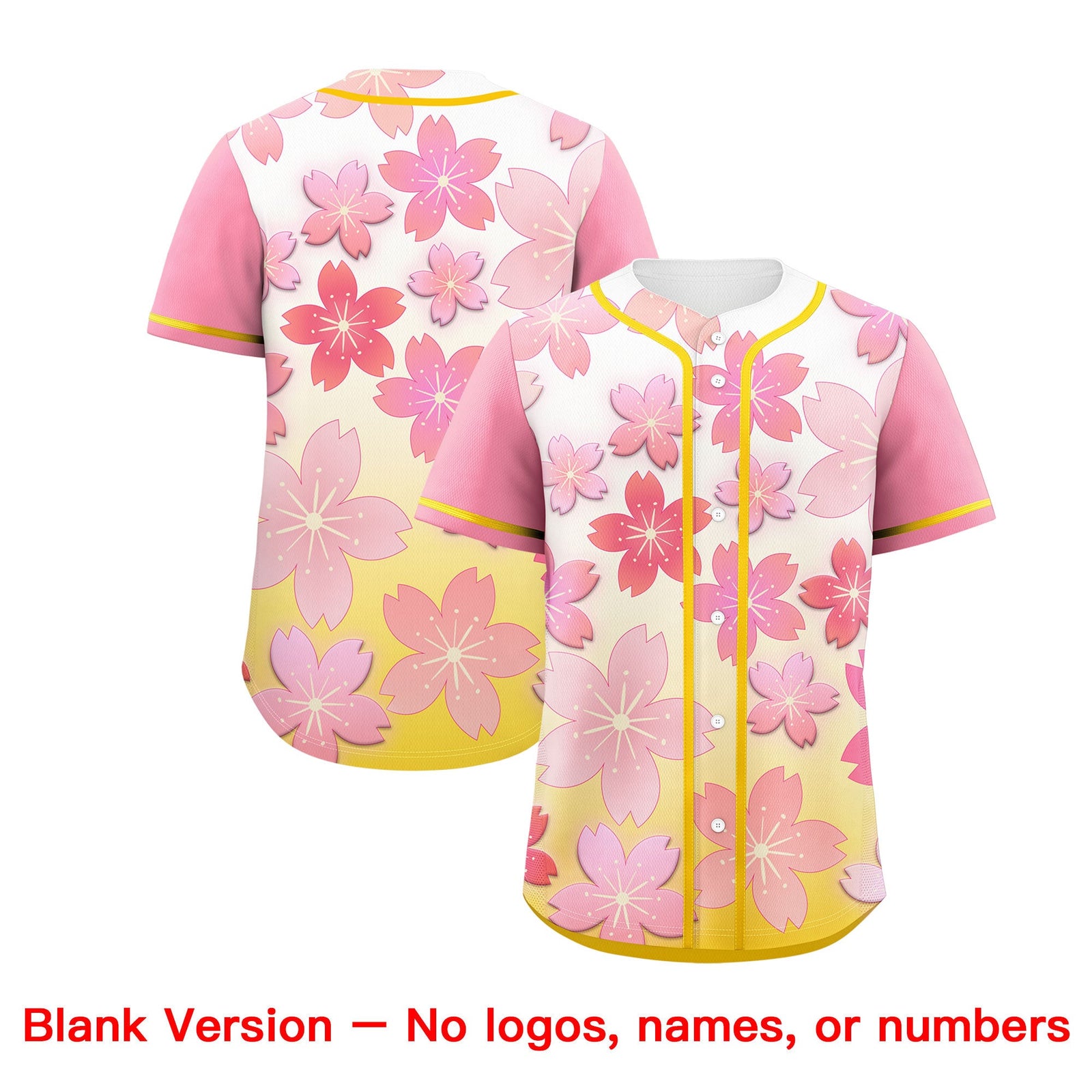 Custom Gold Pink Gradient Fashion Elastic Baseball Jersey| KXKSHOP