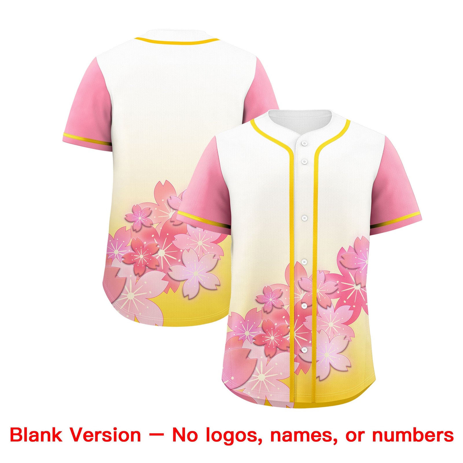 Custom Gold Pink Gradient Fashion Elastic Baseball Jersey| KXKSHOP
