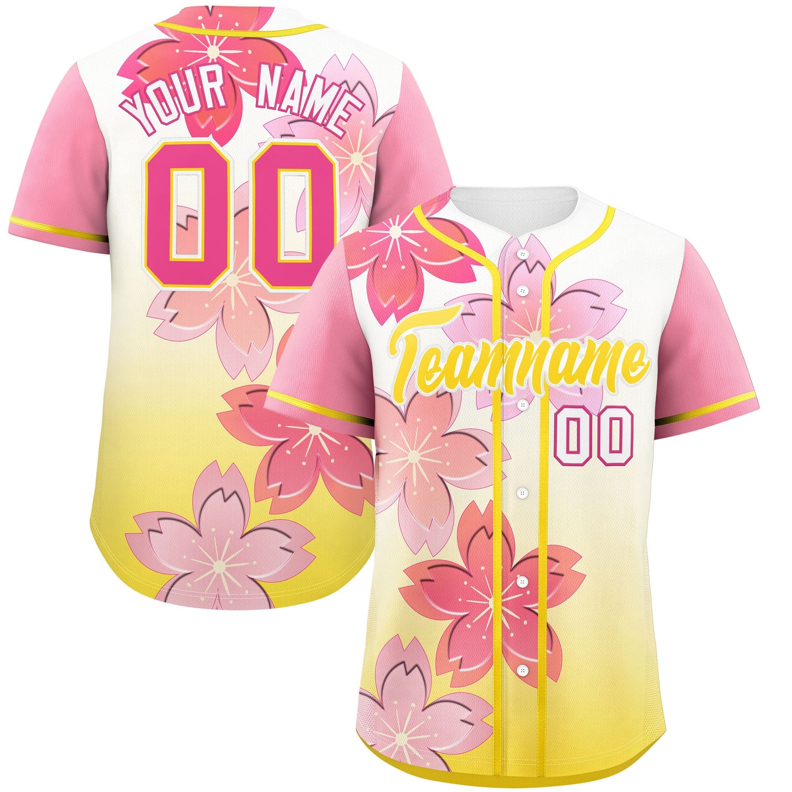 Custom Gold Pink Gradient Fashion Elastic Baseball Jersey| KXKSHOP