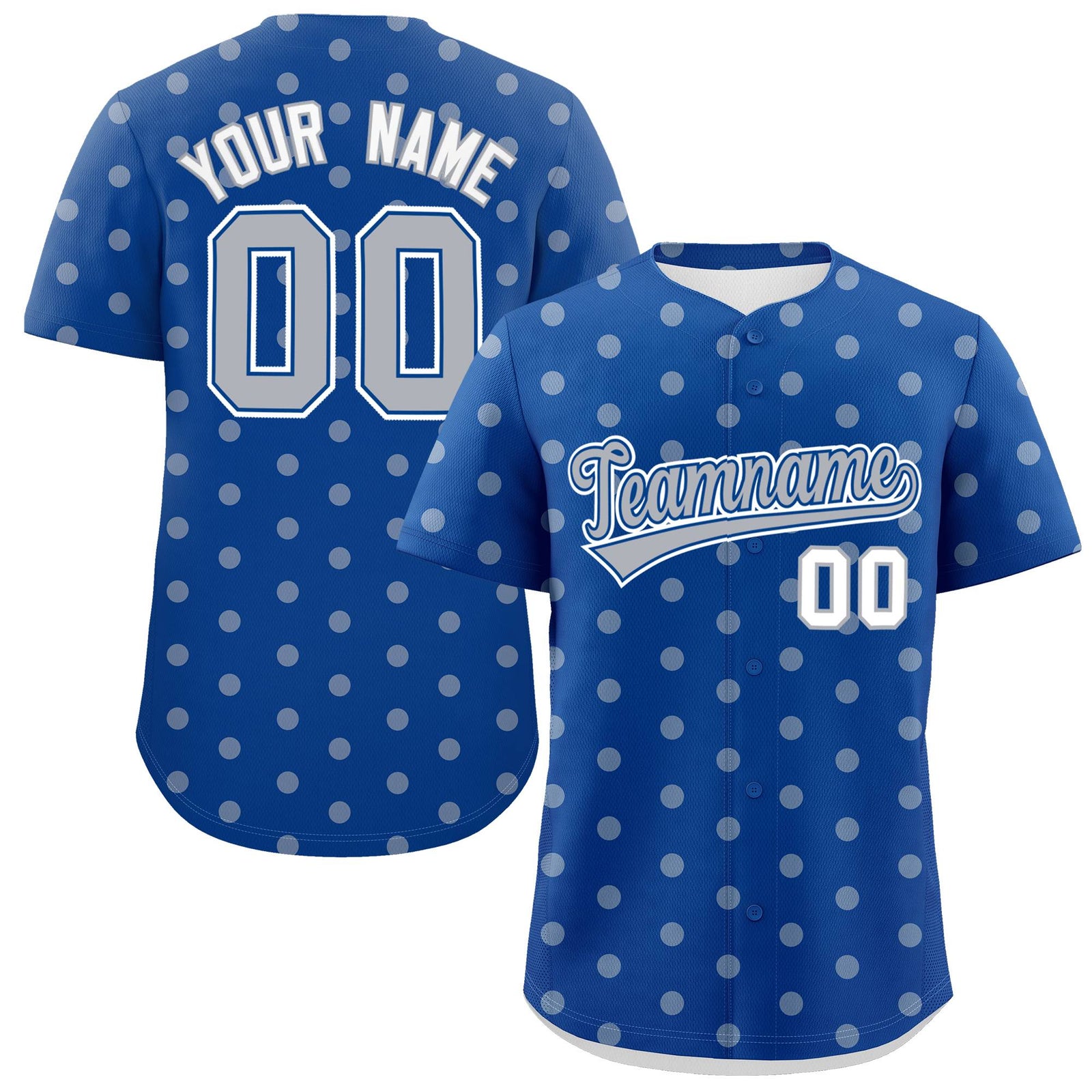 Custom Royal Gray Personalized Polka Dot Graffiti Pattern Authentic Baseball Jersey