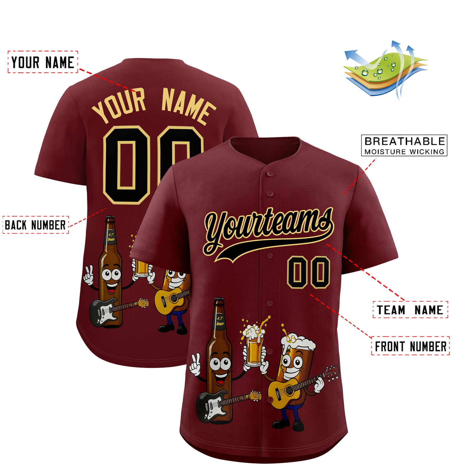 Custom Burgundy Personalized Team Shirts for Parties & Training | KXKSHOP