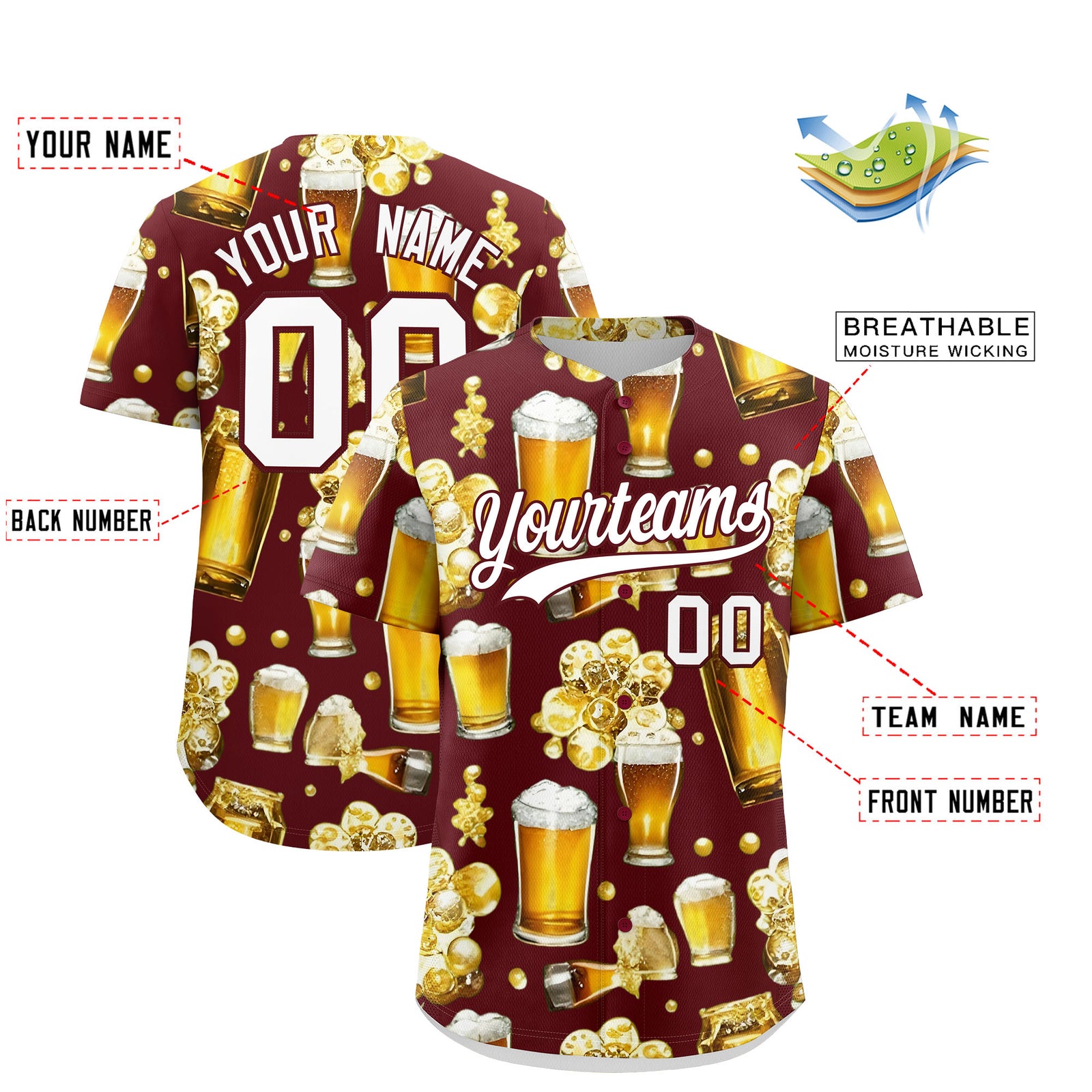 Custom Burgundy Personalized Team Shirts for Parties & Training | KXKSHOP