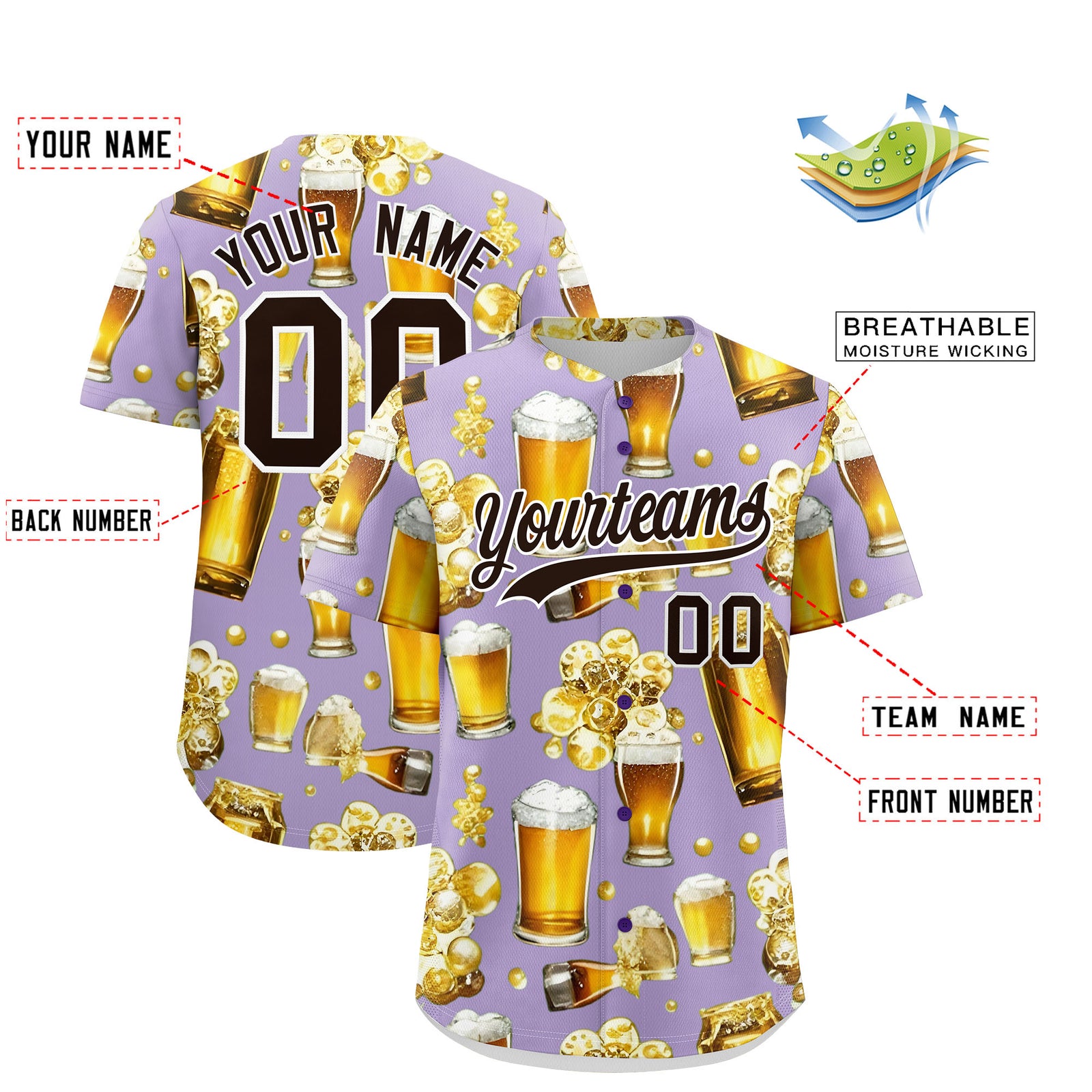 Custom Light Purple Personalized Team Shirts for Parties & Training | KXKSHOP