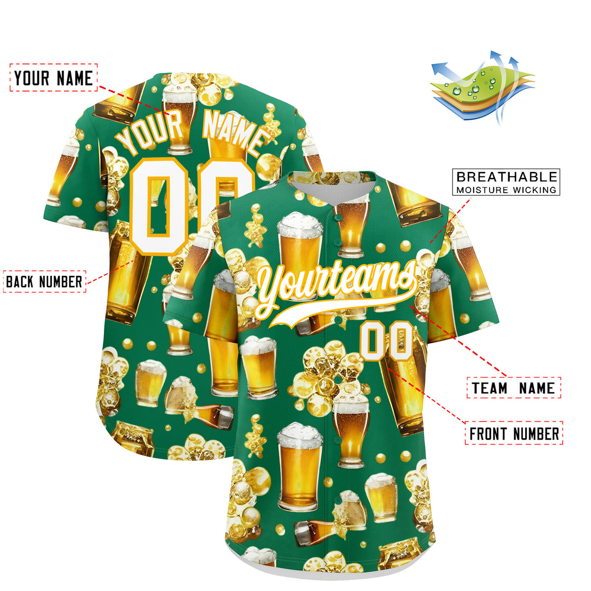 Custom Kelly Green Personalized Team Shirts for Parties &amp; Training | KXKSHOP