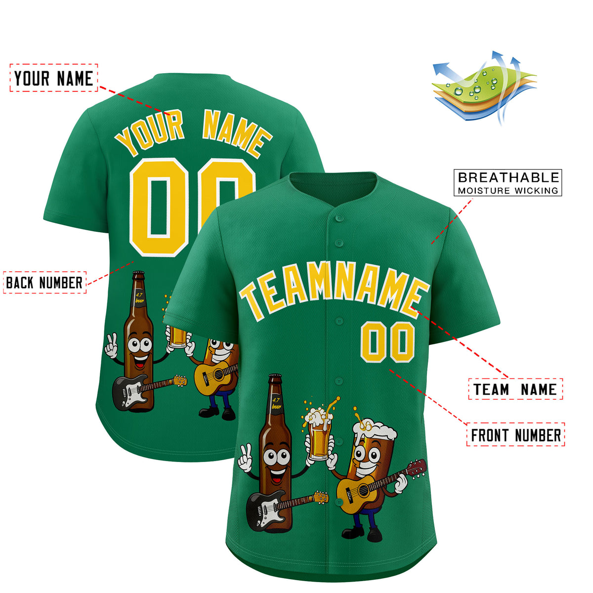 Custom Kelly Green Personalized Team Shirts for Parties &amp; Training | KXKSHOP