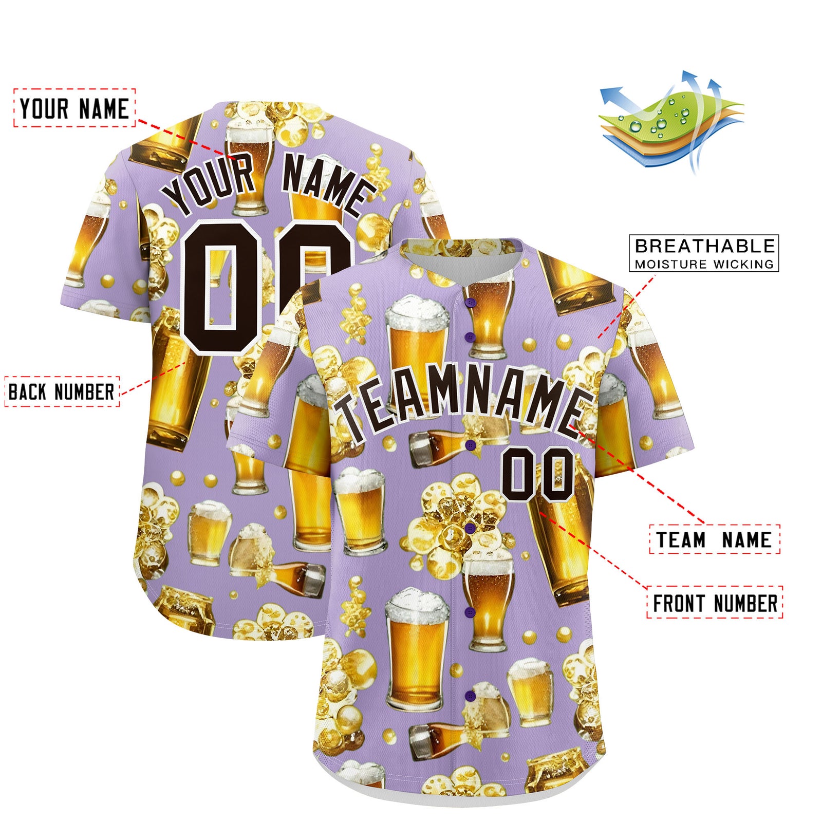 Custom Light Purple Personalized Team Shirts for Parties & Training | KXKSHOP