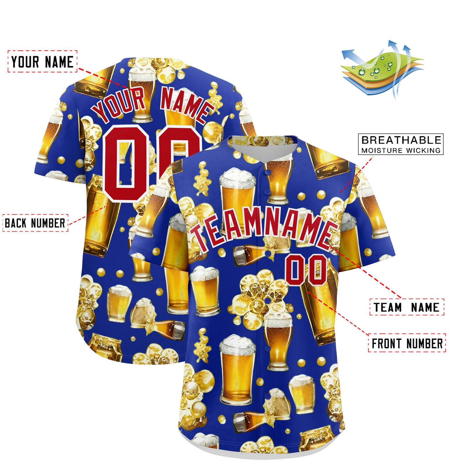 Custom Royal Blue Personalized Team Shirts for Parties & Training | KXKSHOP