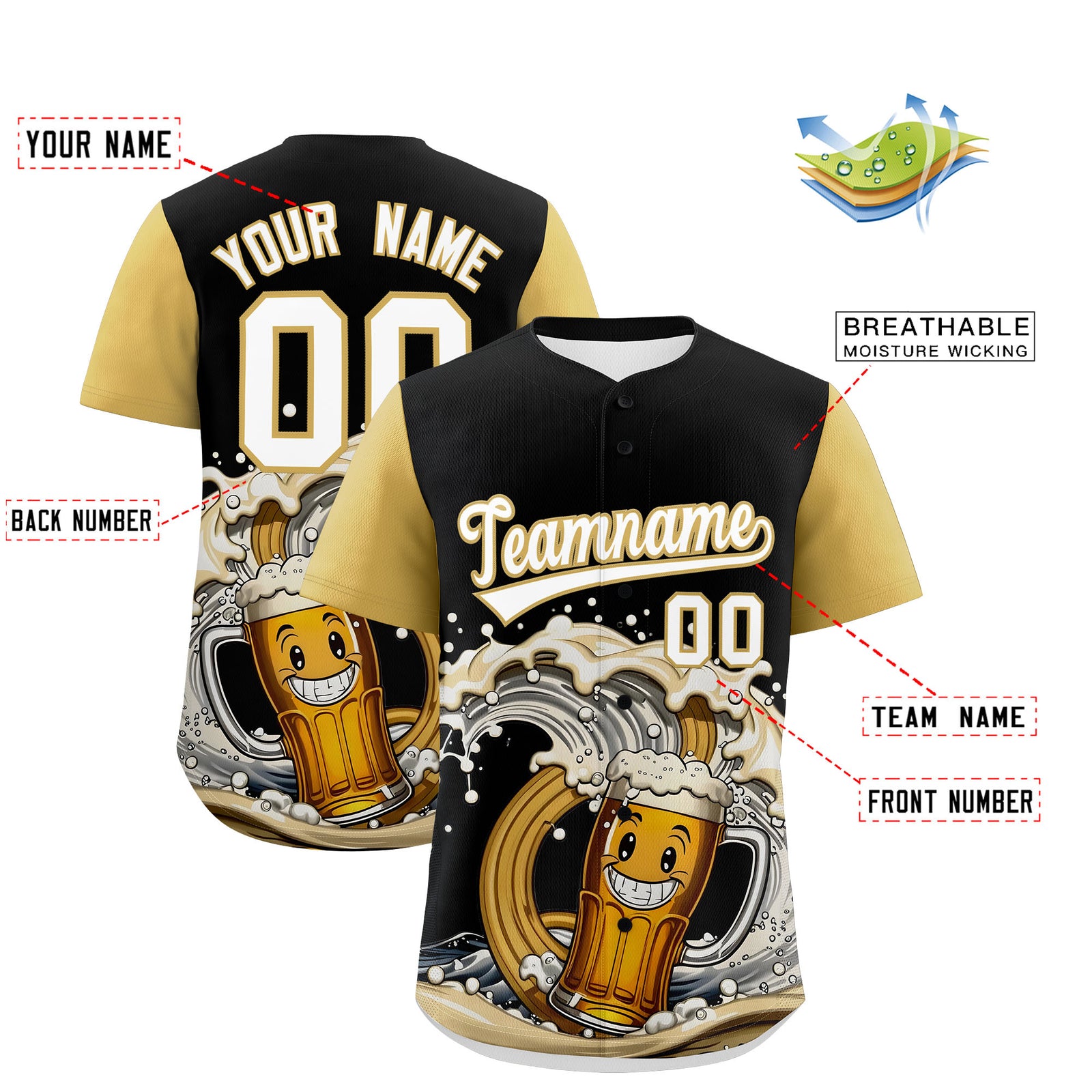Custom Old Gold Personalized Team Shirts for Parties & Training | KXKSHOP