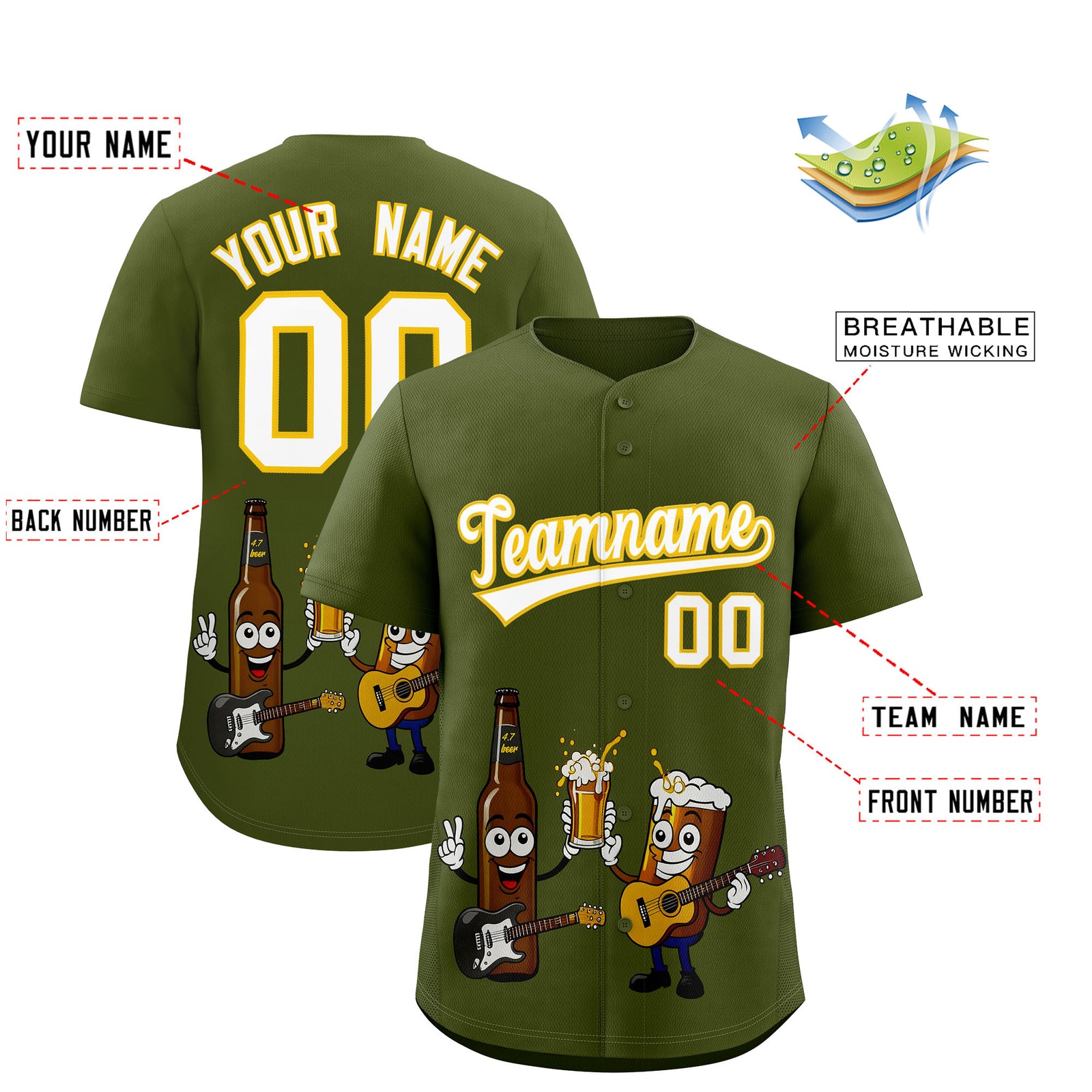 Custom Olive Personalized Team Shirts for Parties & Training | KXKSHOP