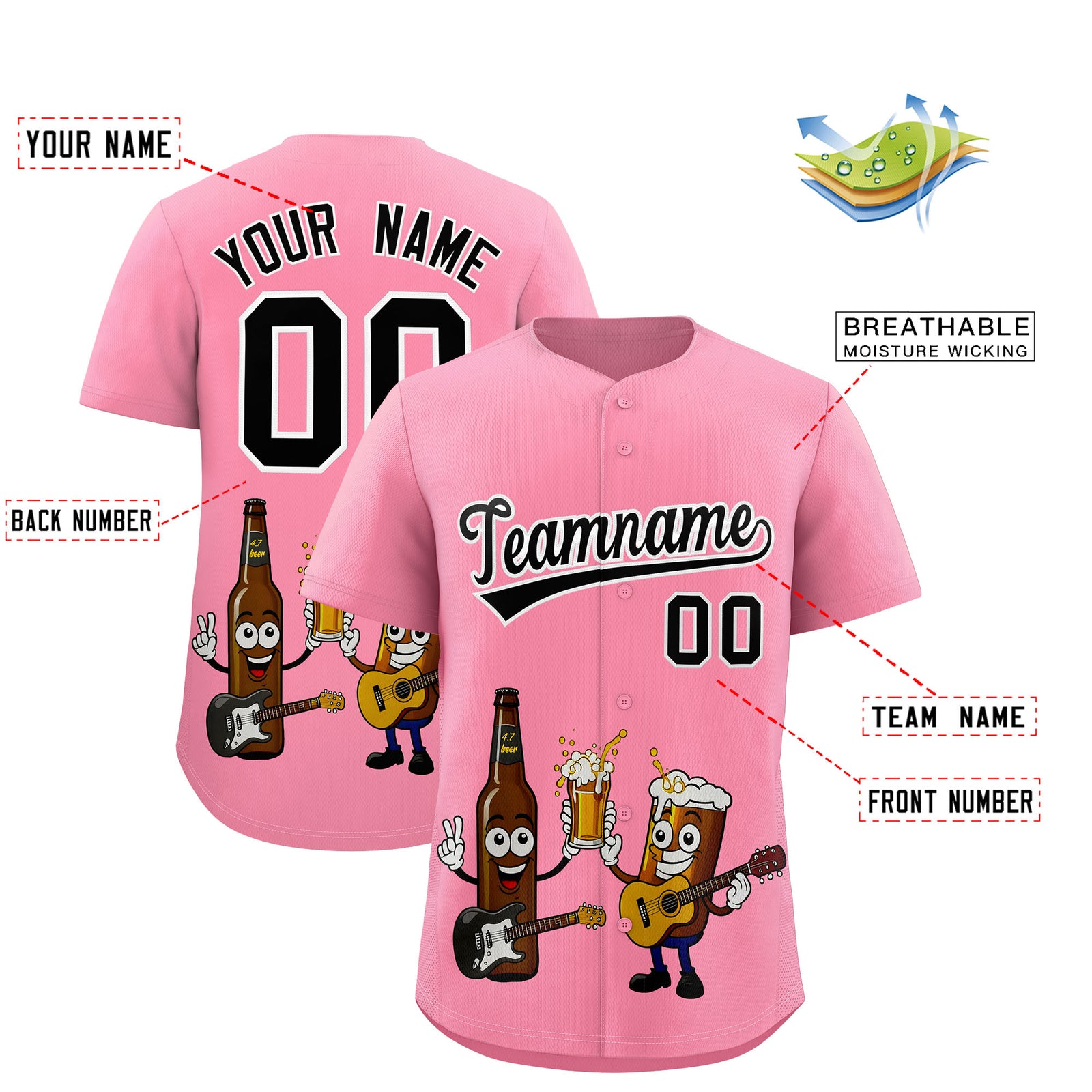 Custom Light Pink Personalized Team Shirts for Parties & Training | KXKSHOP