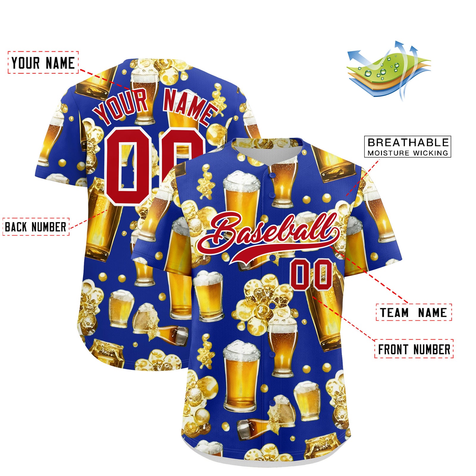 Custom Royal Blue Personalized Team Shirts for Parties & Training | KXKSHOP