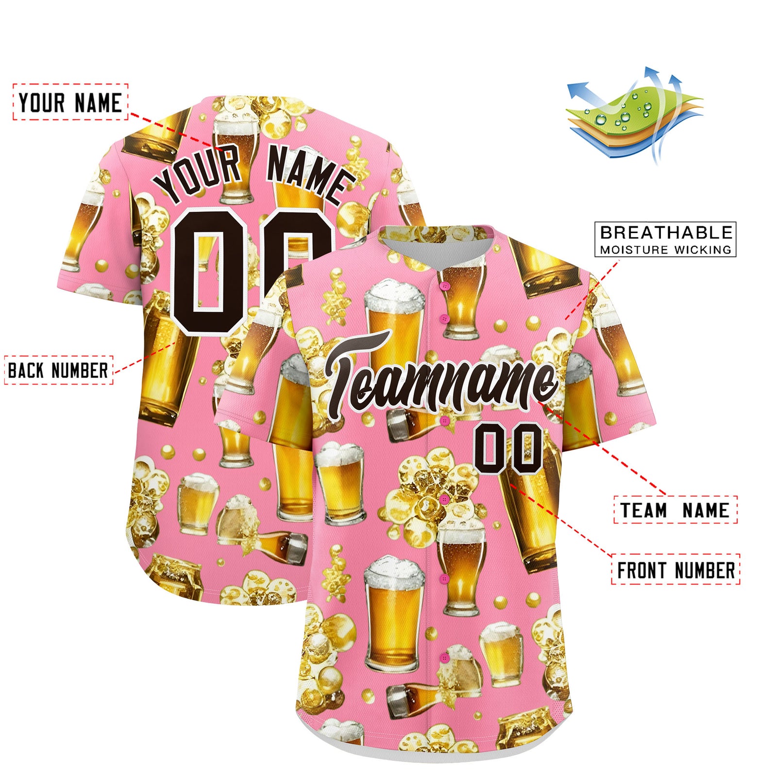 Custom Light Pink Personalized Team Shirts for Parties & Training | KXKSHOP