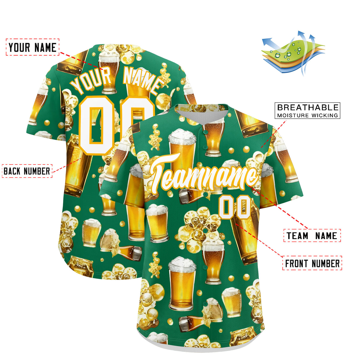 Custom Kelly Green Personalized Team Shirts for Parties &amp; Training | KXKSHOP