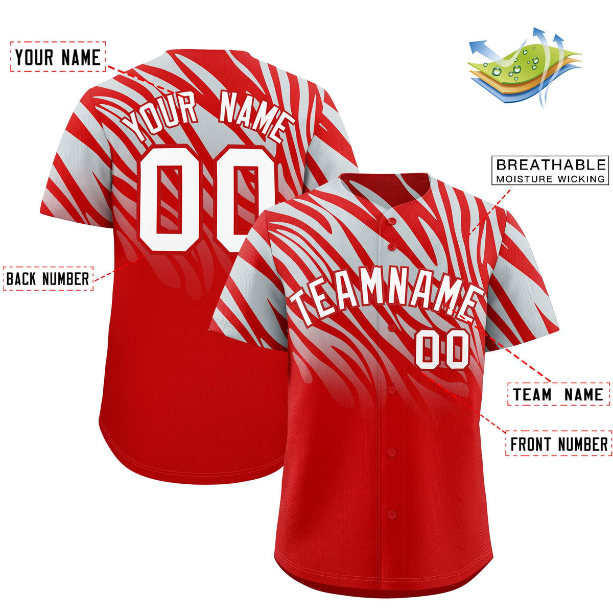 Custom Navy Silver Tiger Stripe Gradient Animal Print Personalized Team Shirt Baseball Jersey