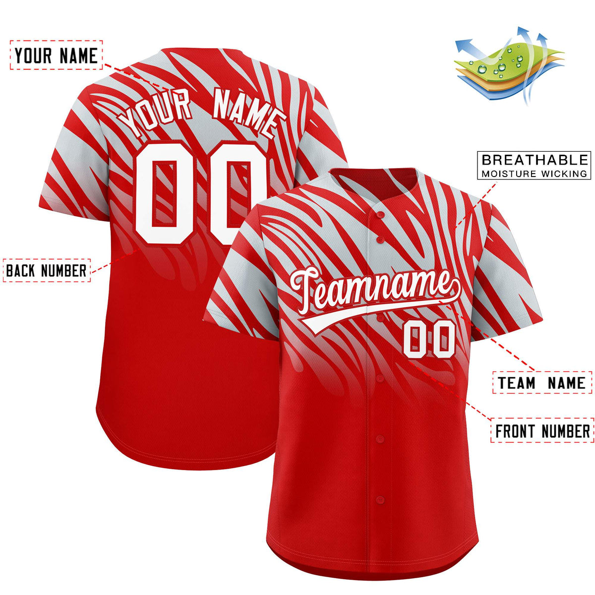 Custom Navy Silver Tiger Stripe Gradient Animal Print Personalized Team Shirt Baseball Jersey