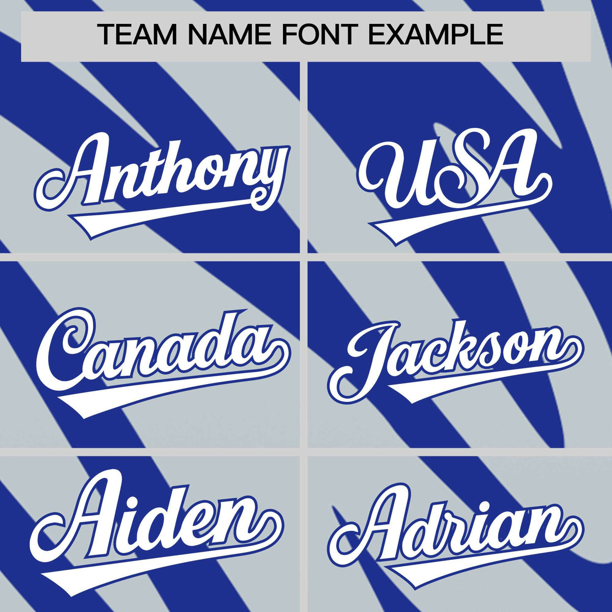 Custom Royal Silver Tiger Stripe Gradient Animal Print Personalized Team Shirt Baseball Jersey