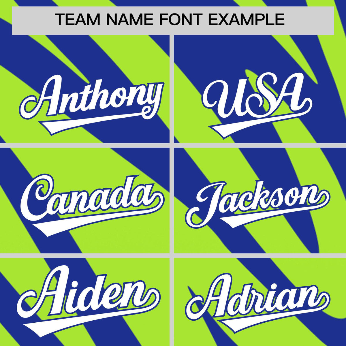 Custom Royal Neon Green Tiger Stripe Gradient Animal Print Personalized Team Shirt Baseball Jersey