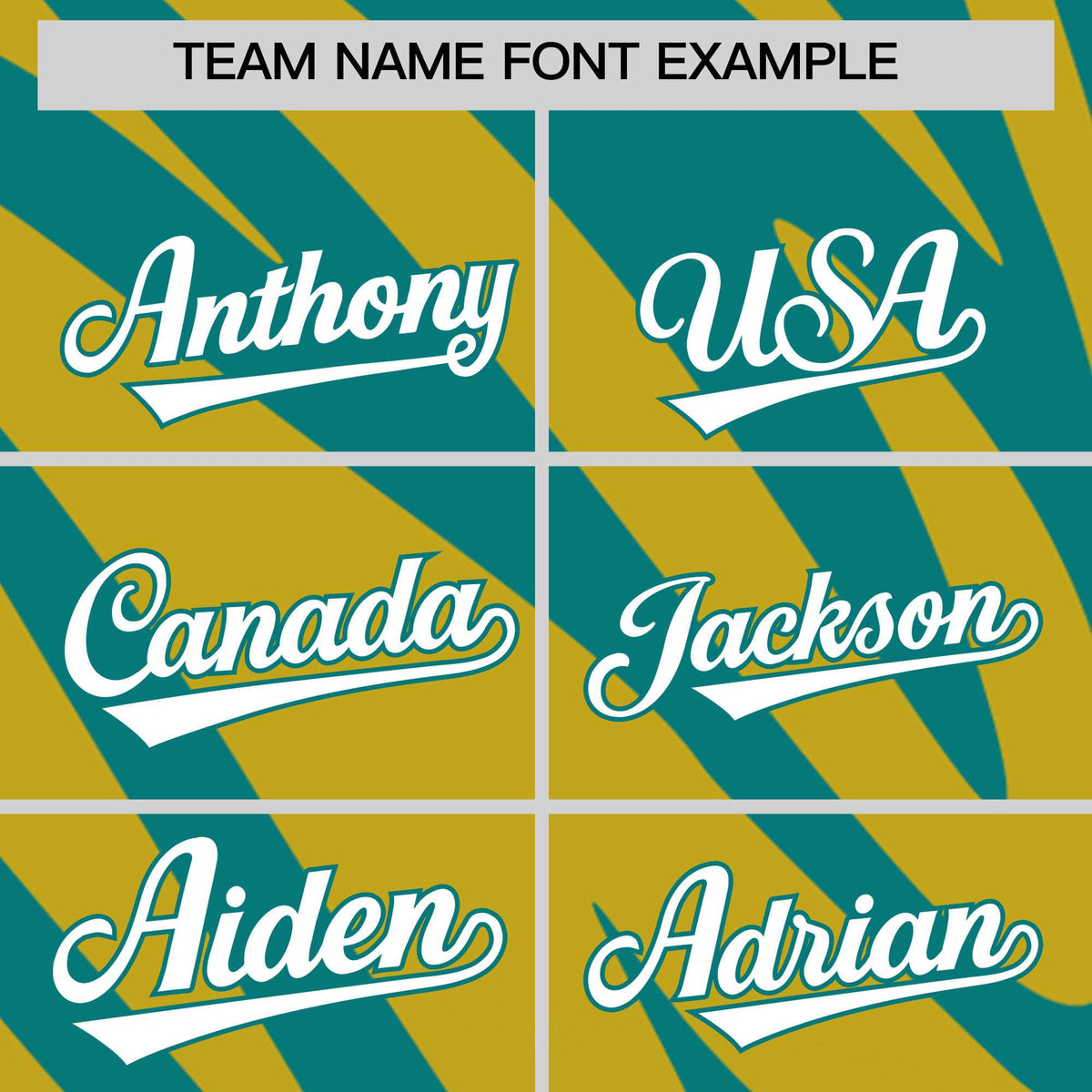 Custom Aqua Old Gold Tiger Stripe Gradient Animal Print Personalized Team Shirt Baseball Jersey