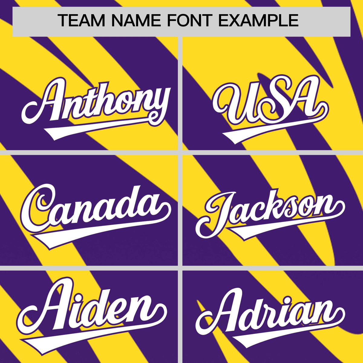 Custom Purple Gold Tiger Stripe Gradient Animal Print Personalized Team Shirt Baseball Jersey