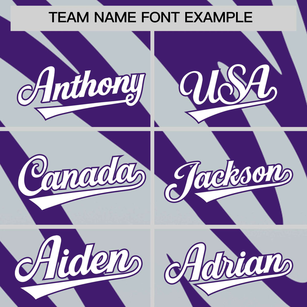 Custom Purple Silver Tiger Stripe Gradient Animal Print Personalized Team Shirt Baseball Jersey