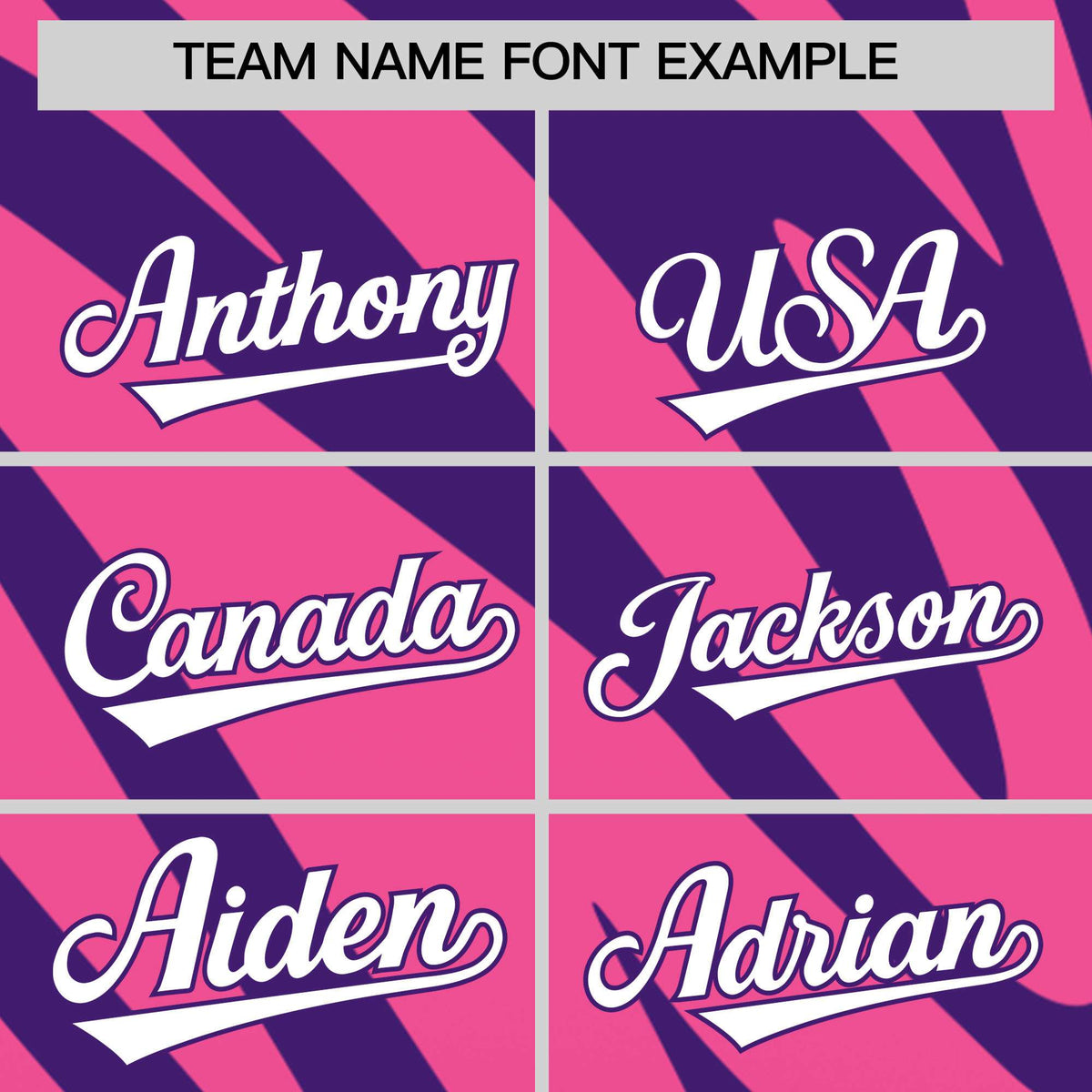 Custom Purple Pink Tiger Stripe Gradient Animal Print Personalized Team Shirt Baseball Jersey