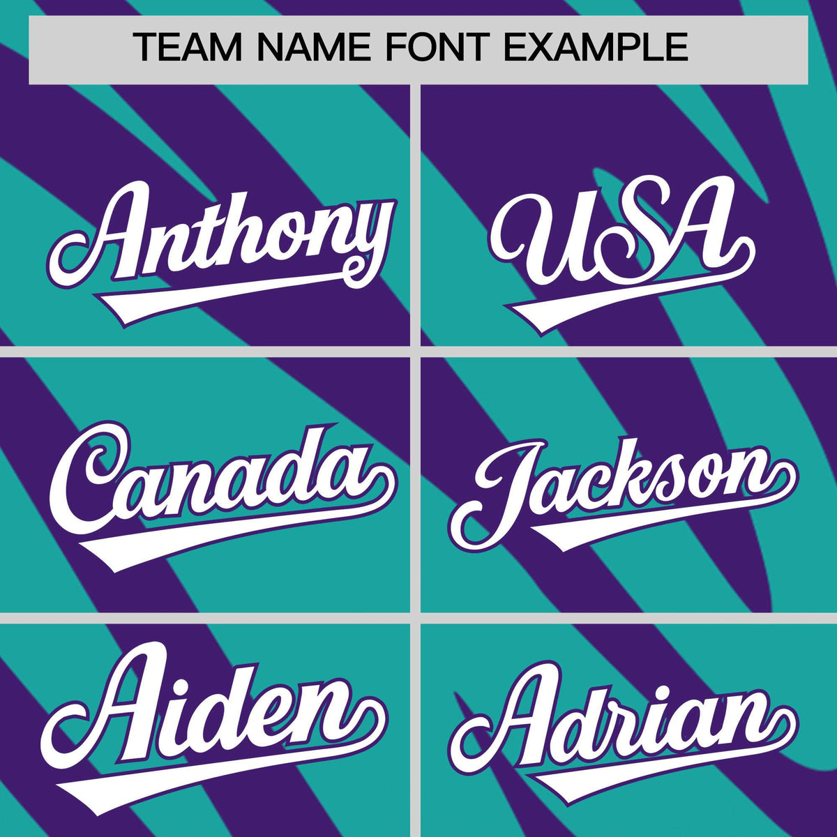 Custom Purple Aqua Tiger Stripe Gradient Animal Print Personalized Team Shirt Baseball Jersey