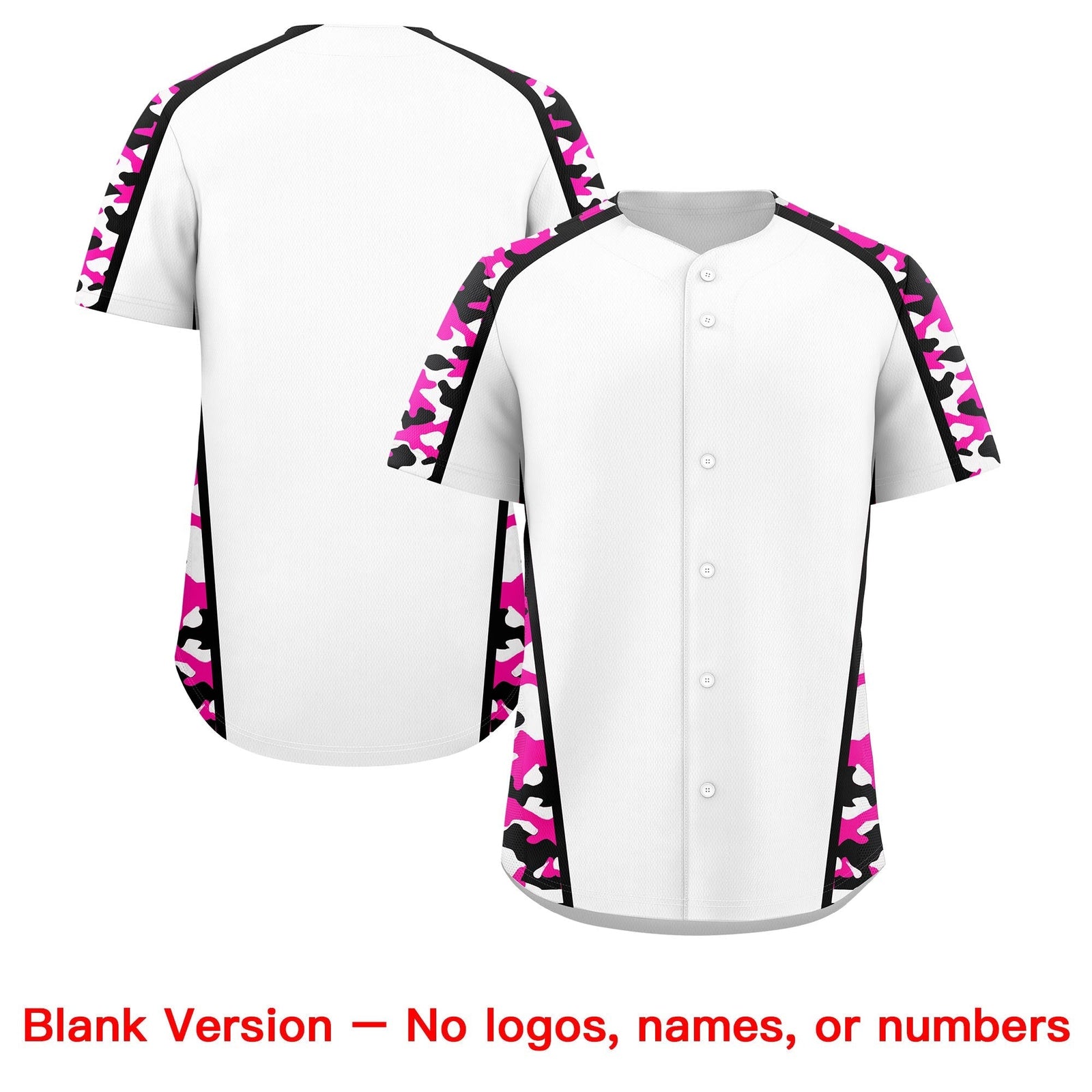 Custom White Rose Red Side Camo Style Personalization Baseball Jersey| KXKSHOP