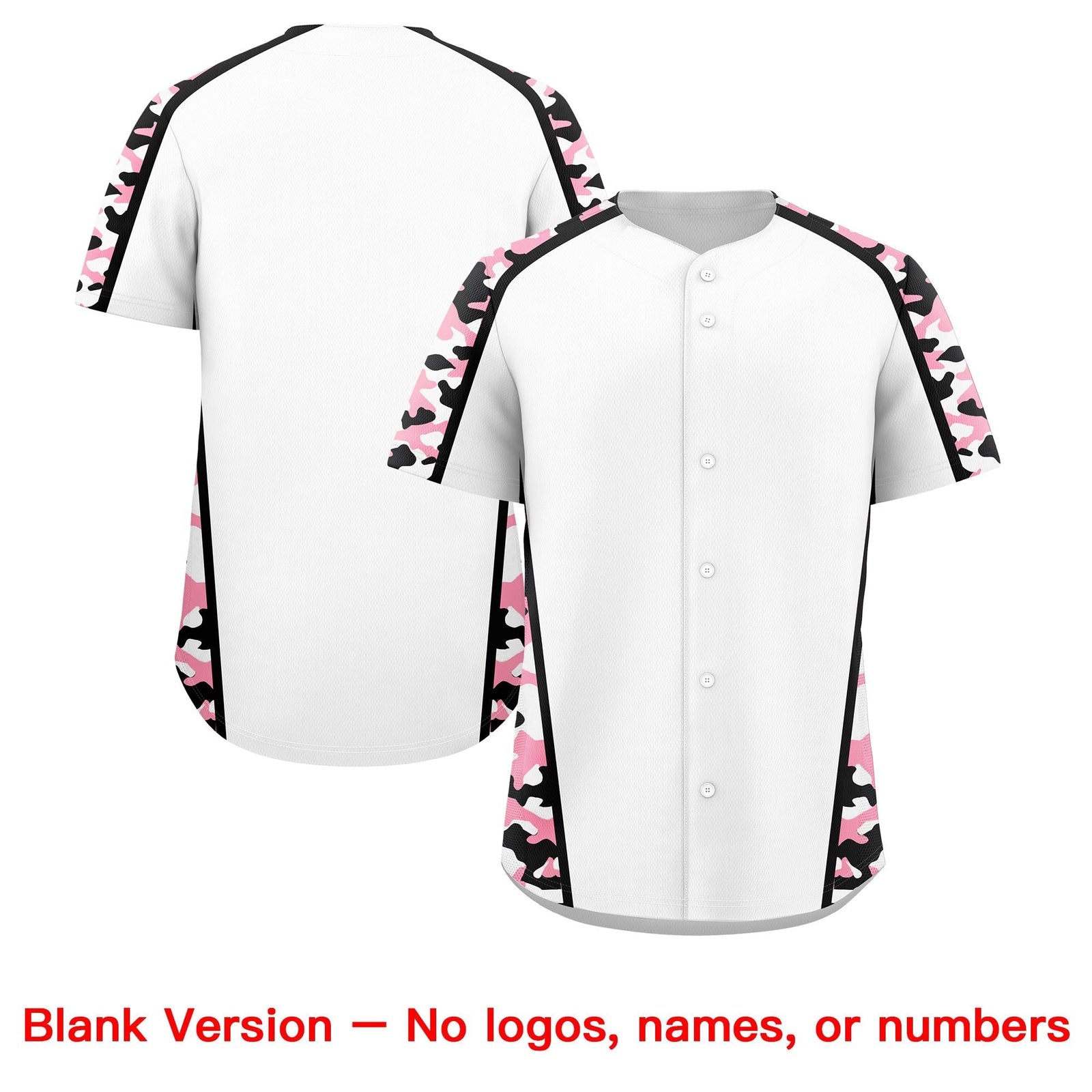 Custom White Light Pink Side Camo Style Personalization Baseball Jersey| KXKSHOP