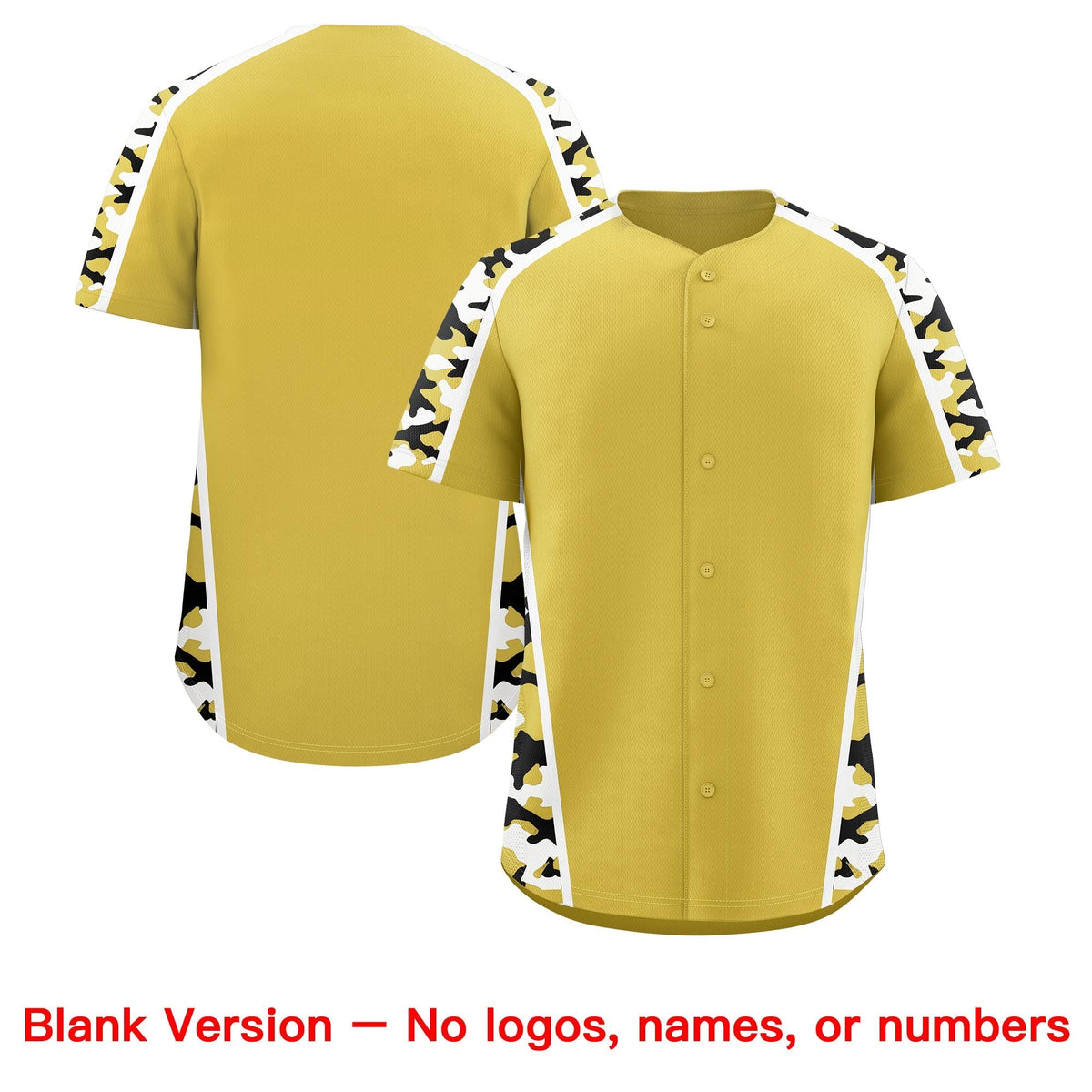 Custom Old Gold Black Side Camo Style Personalization Baseball Jersey| KXKSHOP