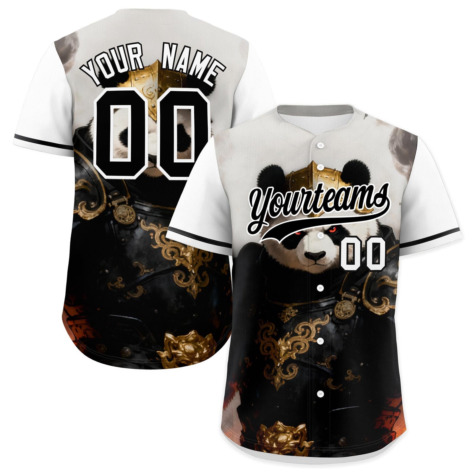 Custom White Black Panda Animal Series Personalization Graffiti Pattern Baseball Jersey| KXKSHOP