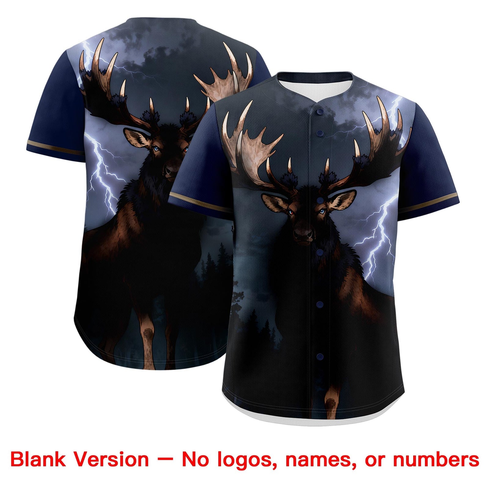Custom Dark Blue Light Brown White Deer Animal Series Personalization Graffiti Pattern Baseball Jersey| KXKSHOP