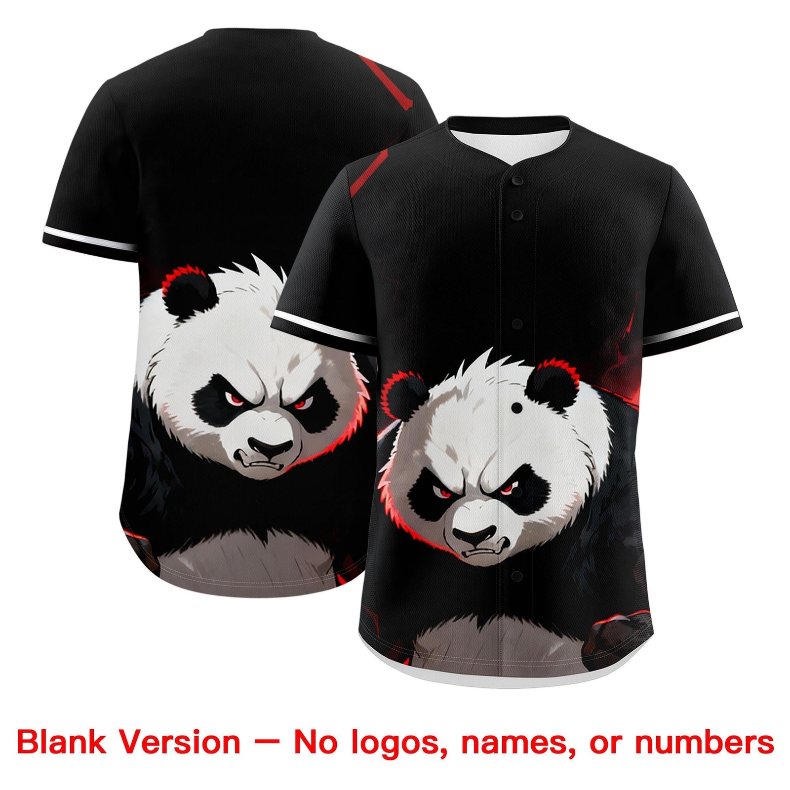 Custom Black White Red Panda Animal Series Personalization Graffiti Pattern Baseball Jersey| KXKSHOP
