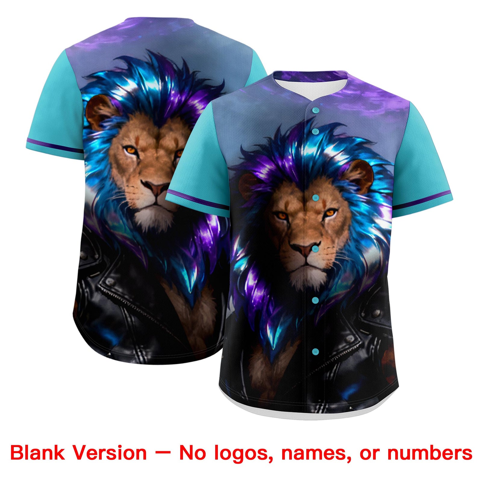 Custom Sky Blue White Lion Animal Series Personalization Graffiti Pattern Baseball Jersey| KXKSHOP
