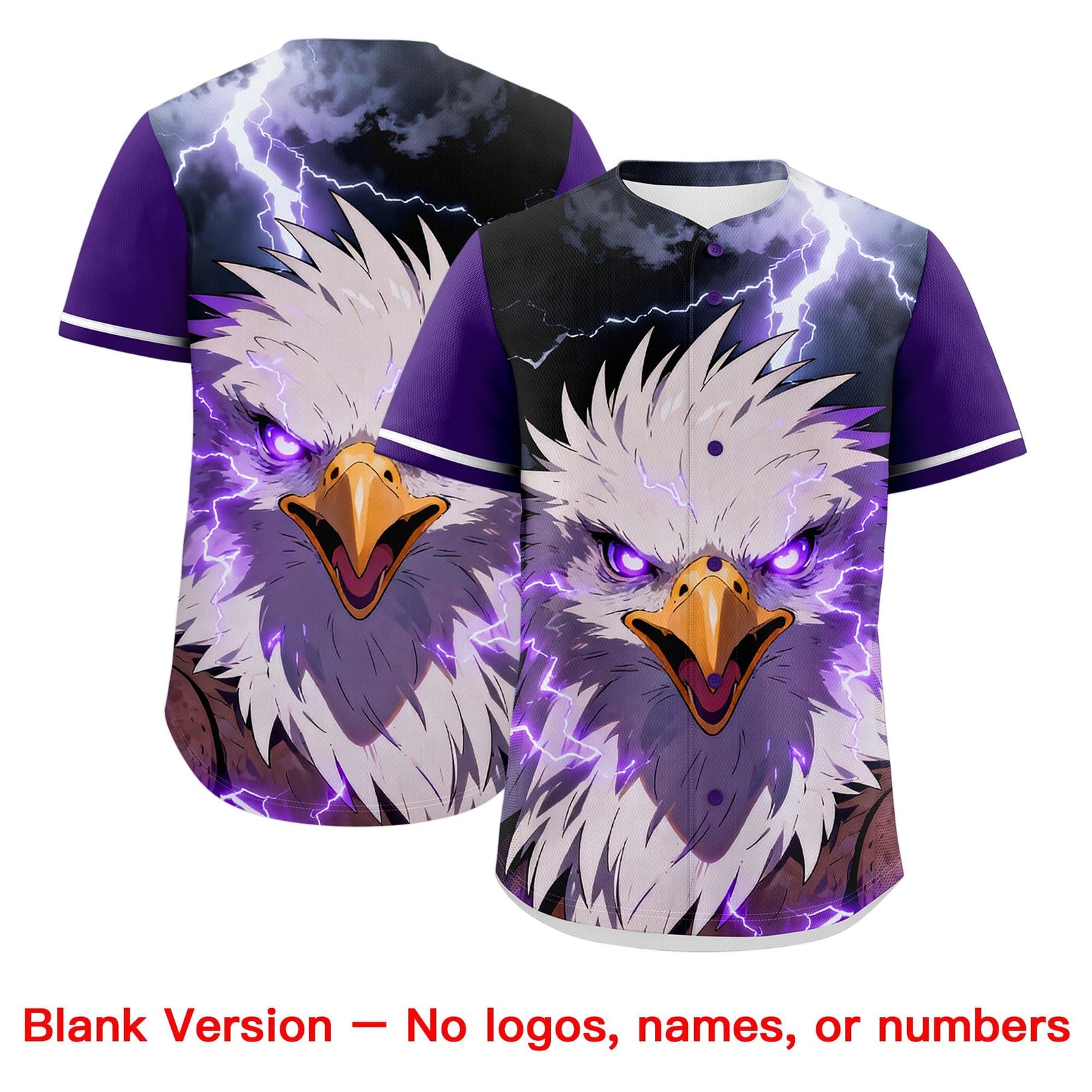 Custom Purple White Eagle Animal Series Personalization Graffiti Pattern Baseball Jersey| KXKSHOP