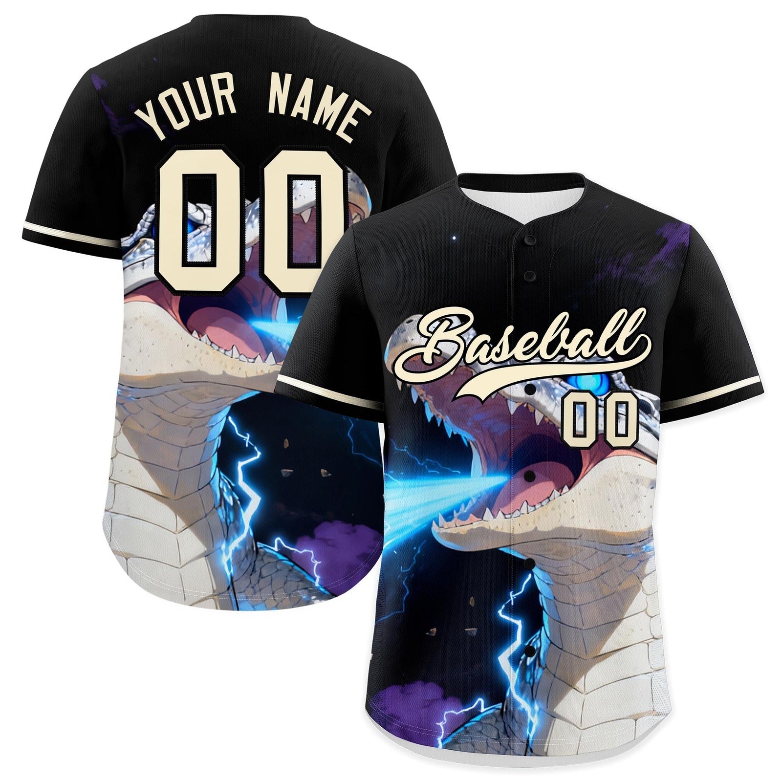 Custom Black Cream Animal Series Personalization Graffiti Pattern Baseball Jersey| KXKSHOP