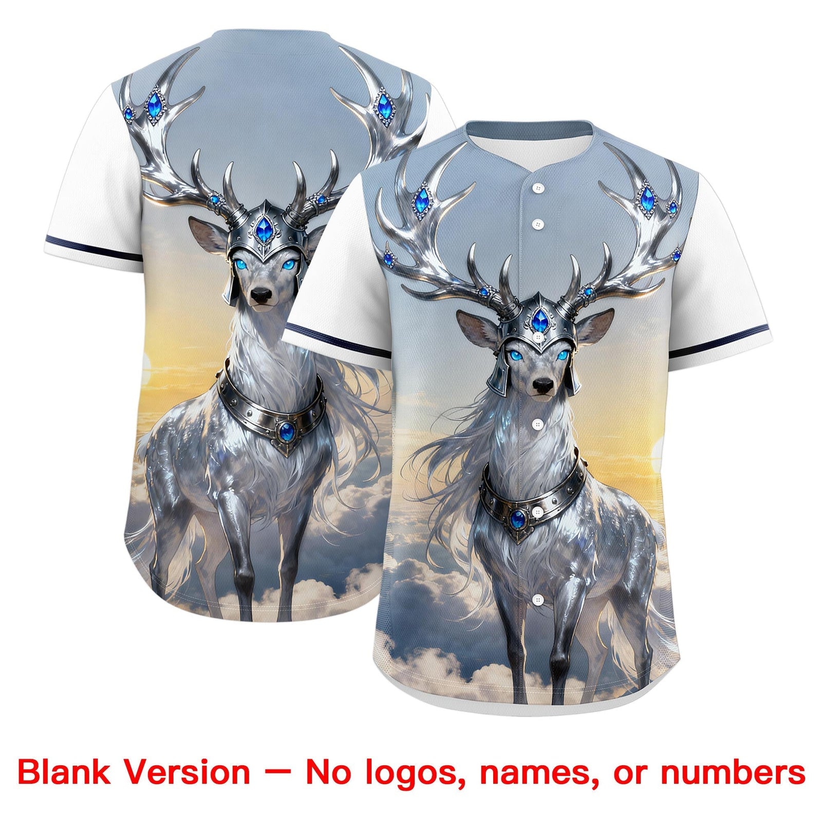 Custom White Navy Deer Animal Series Personalization Graffiti Pattern Baseball Jersey| KXKSHOP